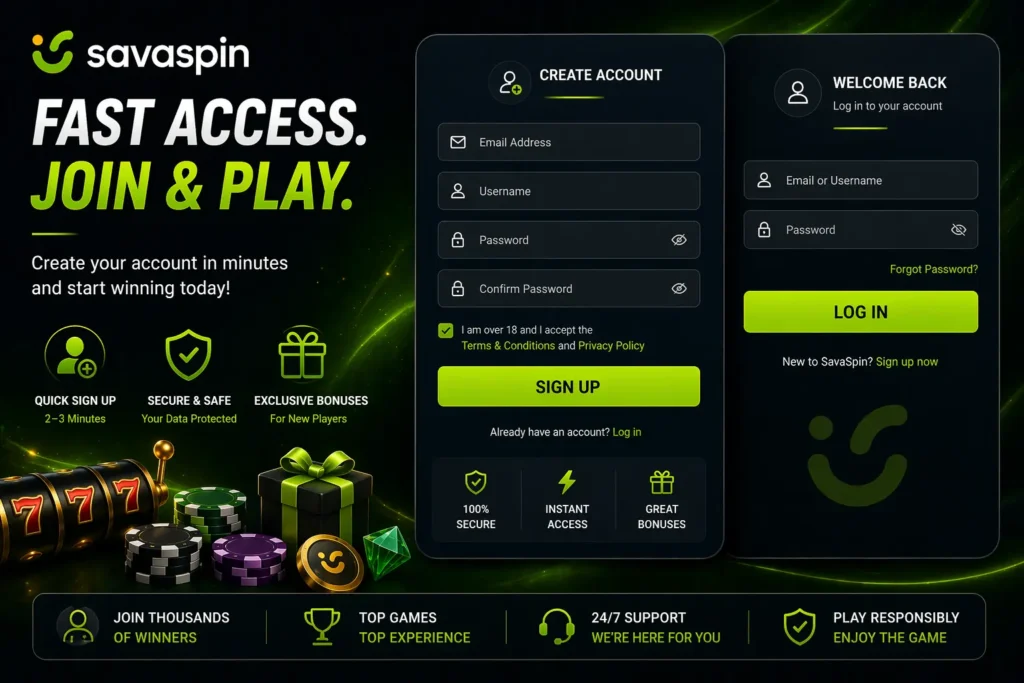 Savaspins registration and log in